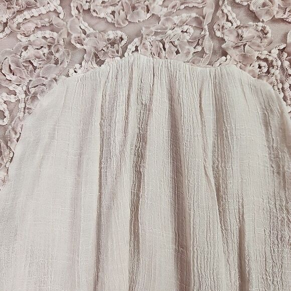 Feratelli Long Sleeve Floral Applique Tunic Lace Top Pink Blouse Shirt Small - Picture 5 of 13